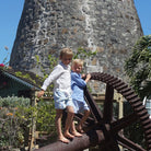 Childrens Linen Shirt: WHITE playing by the windmill Mustique