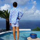 Boys swim shorts : PINEAPPLE PRICKLES - BLUE kids designer swim and resortwear by Lotty B Mustique