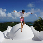 Boys swim trunks : MANTA RAY - RED roof jumping Mustique