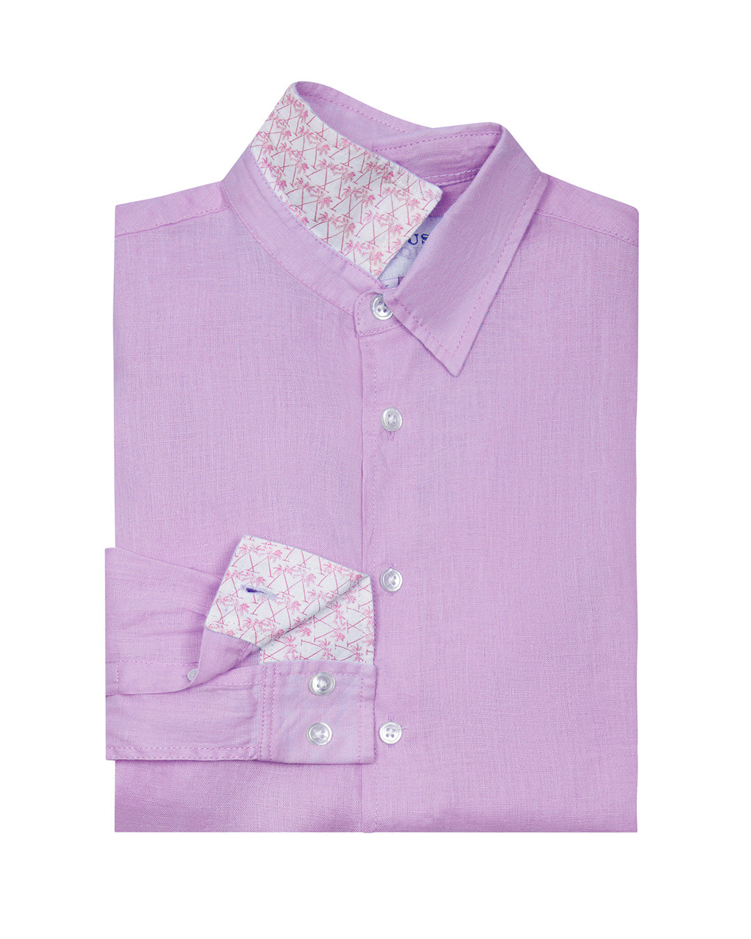 Children's plain lilac linen shirt by designer Lotty B for the Pink House Mustique