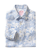 Kids linen shirt in signature blue Pink House Toile de Jouy print by Pink House