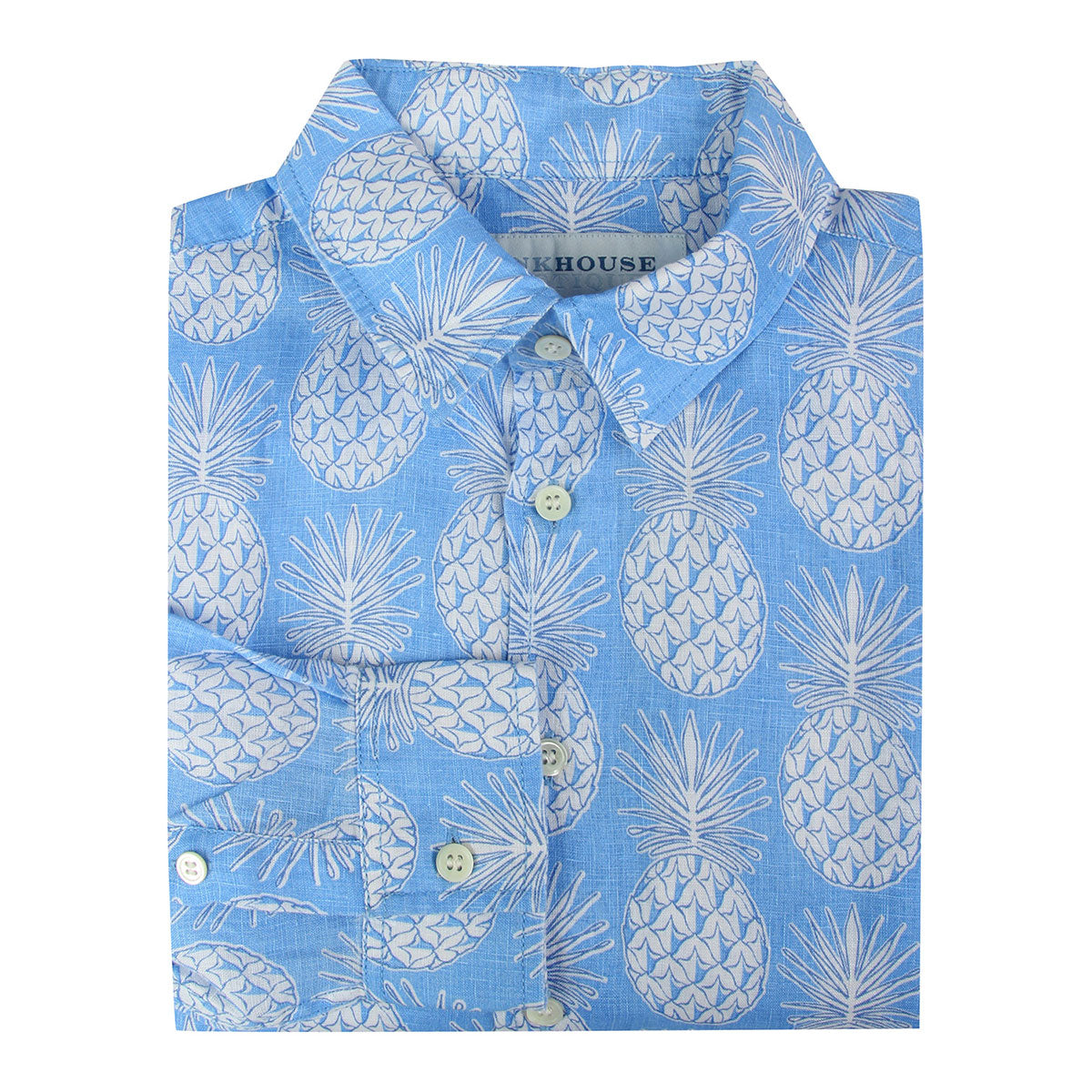 Childrens Linen Shirt: PINEAPPLE - BLUE