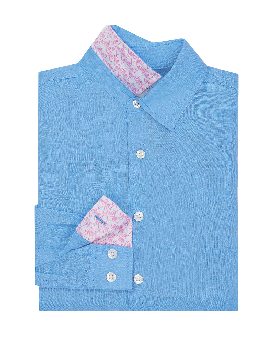 Childrens Linen Shirt: FRENCH BLUE. Designer Lotty B for Pink House Mustique