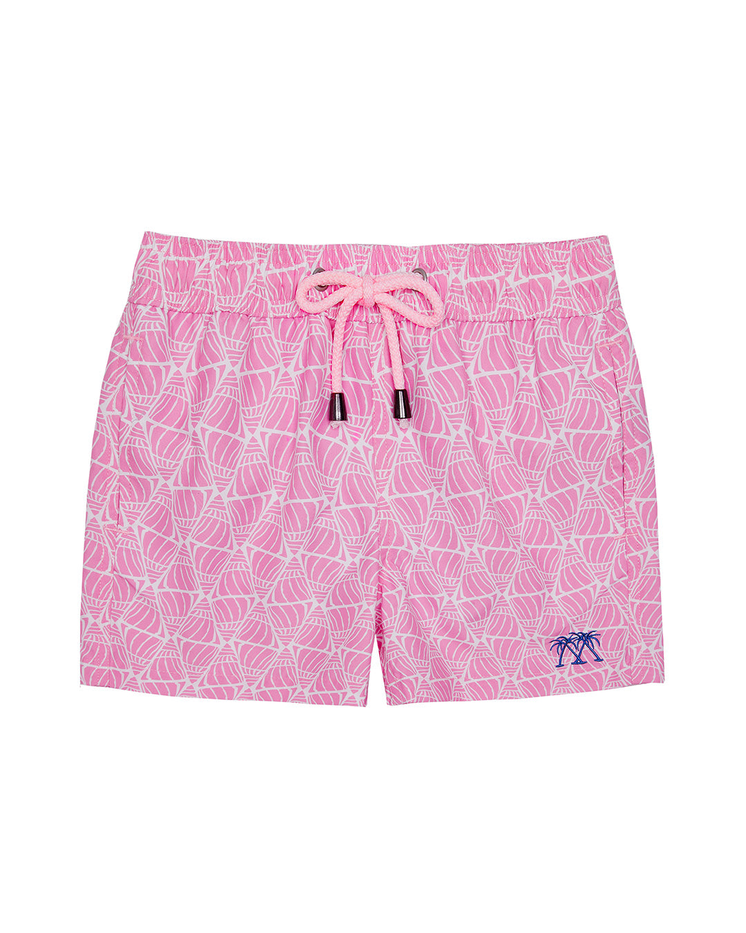 Boys recycled quick dry swim shorts in shelltop pink print