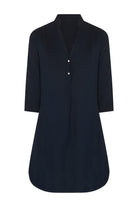 Womens vacation style linen dress in eclipse navy blue