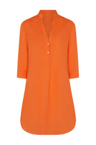 Women's Decima dress in orange pure linen by Lotty B Mustique resortwear