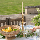 Summer tablescapes with fine bone china large serving bowl in blue Palms design by Lotty B