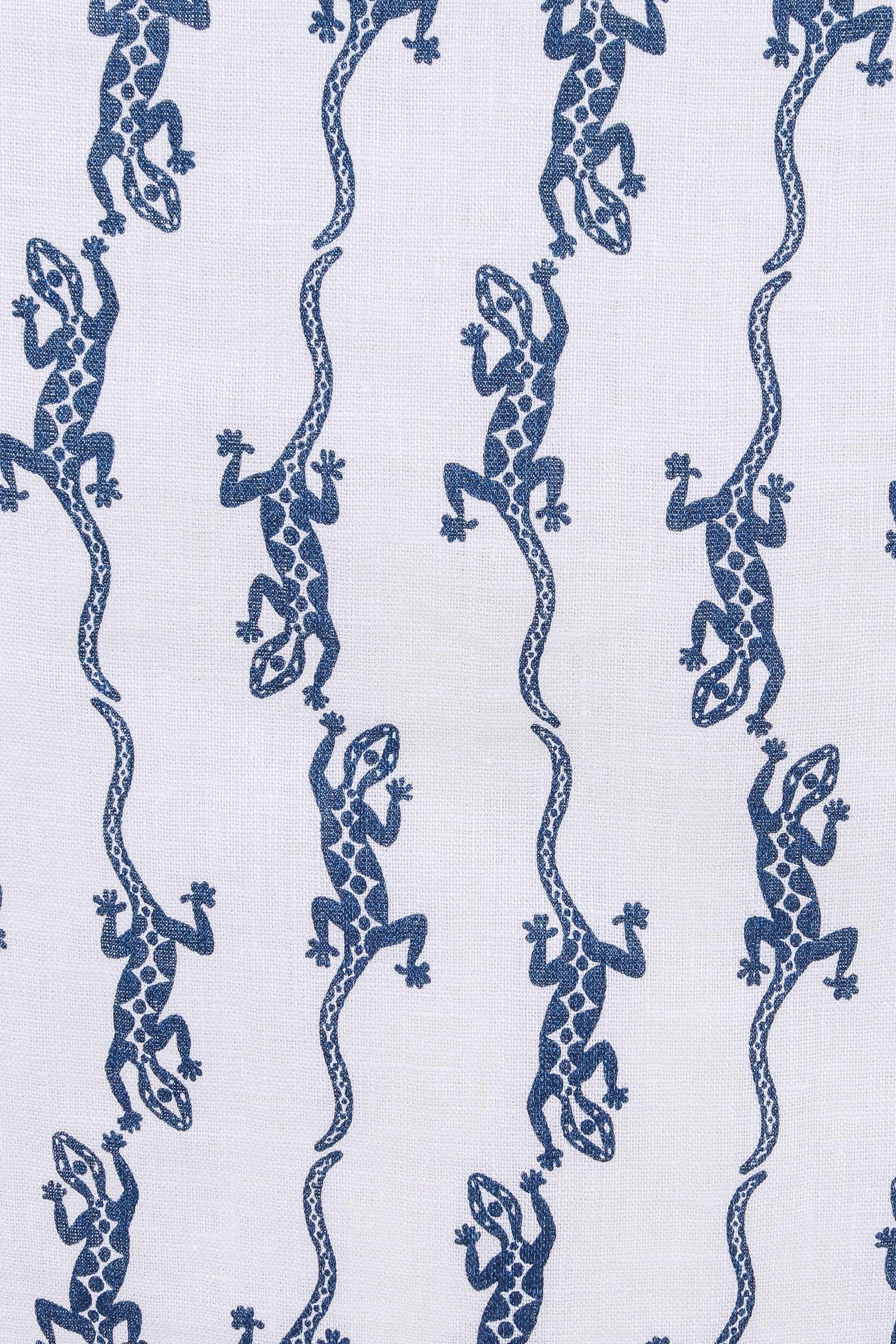 Linen Fabric: GECKO - NAVY designer Lotty B