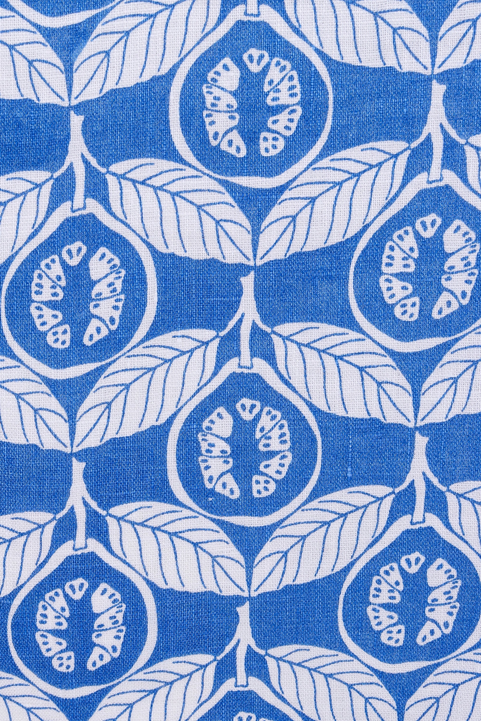 Guava blue linen print by Lotty B Mustique