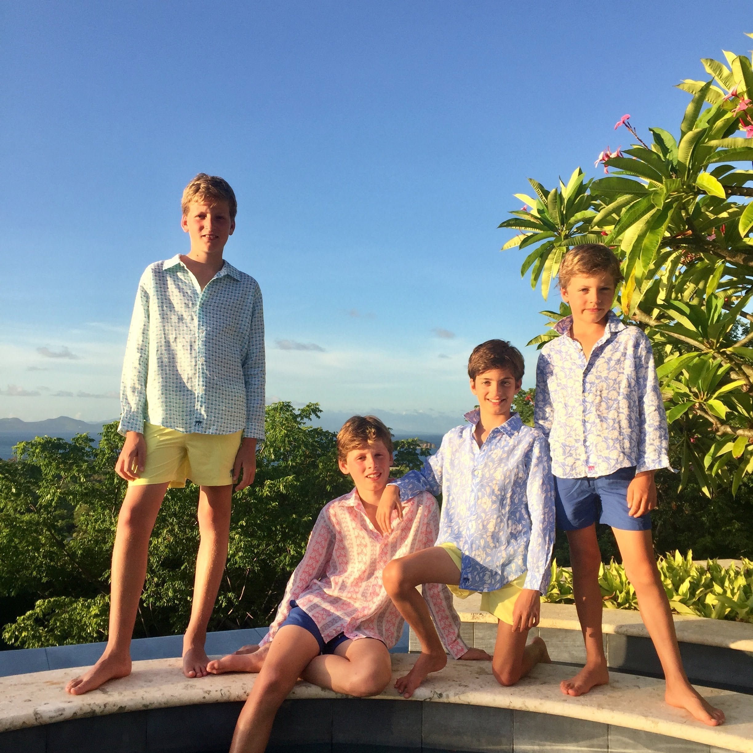 Childrens Linen Shirt: MARRAKECH - BLUE designer Lotty B for Pink House Mustique kids lifestyle