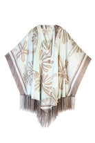 Pure silk Poncho in pale blue and taupe Sand Dollar design on Crepe-de-Chine silk by designer Lotty B