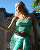 Silk ruffle bandeau top resortwear styles by Lotty B Mustique