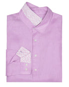 Mens plain lilac linen shirt by designer Lotty B