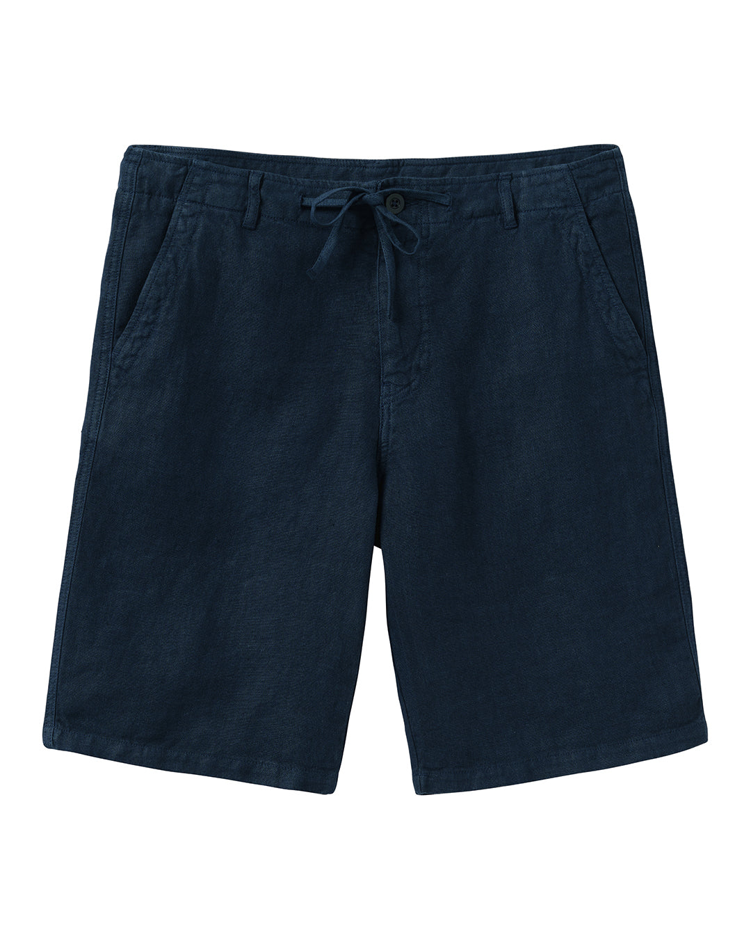 Mens pure linen casual shorts in eclipse navy blue by Pink House