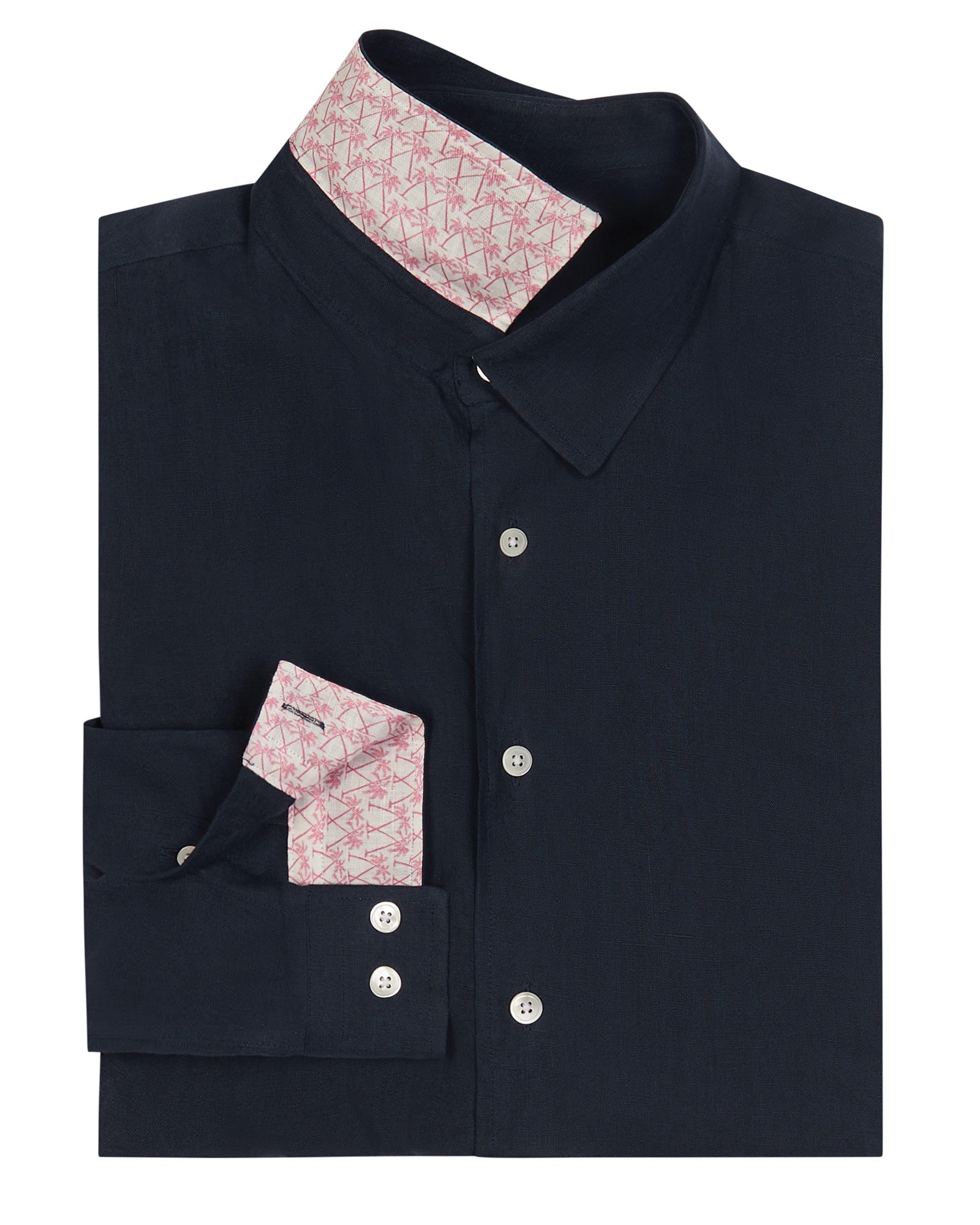 Mens linen shirt in navy eclipse blue