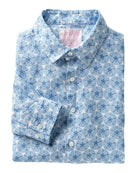 Men's linen shirt in blue Sand Dollar print by Pink House