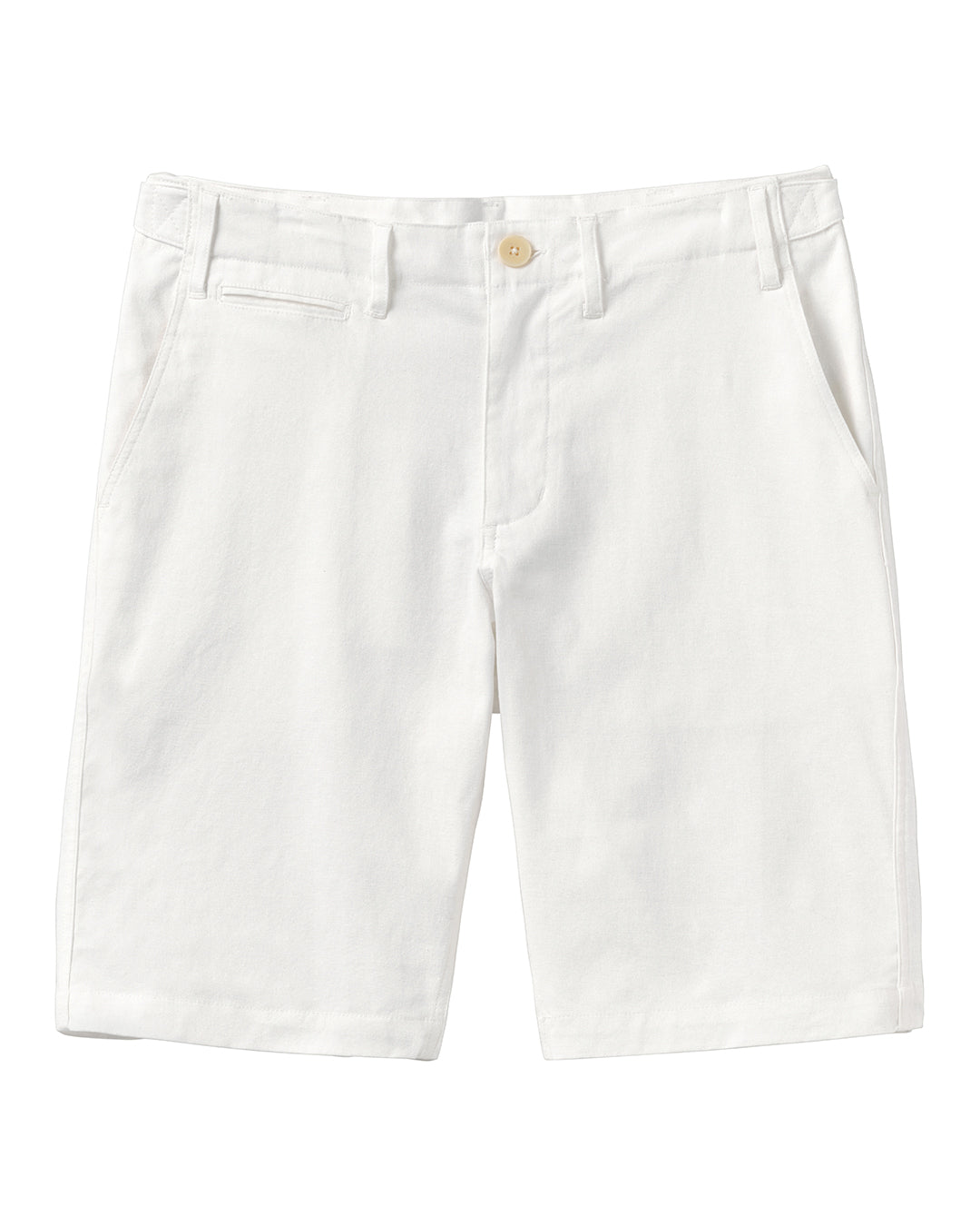 Men's comfortable classic white stretch linen shorts by designer Lotty B for Pink House Mustique