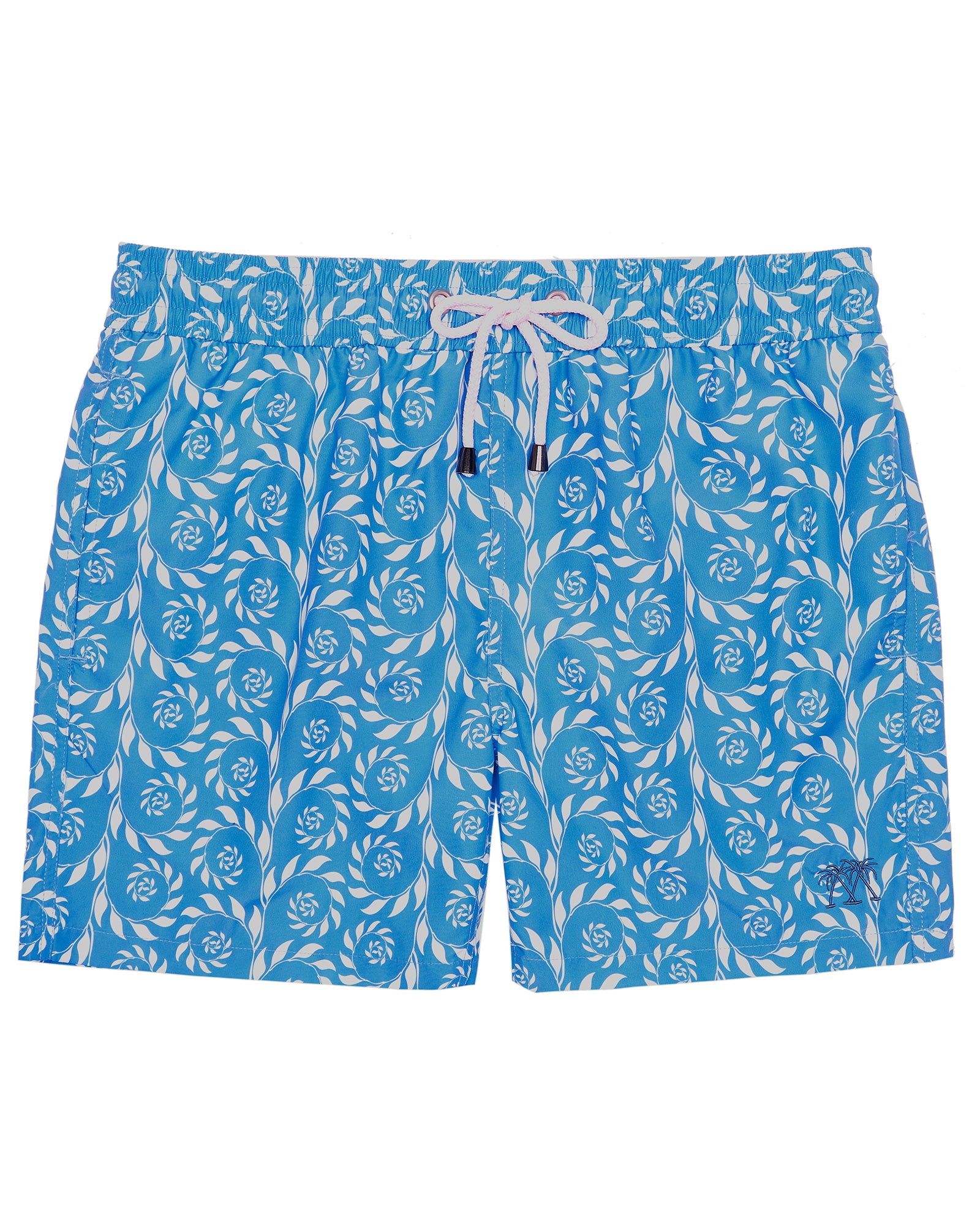 Men's swim shorts in Fern Turquoise print crafted in premium recycled quick dry fabric 