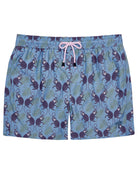 Men's swim shorts in Monkey & Palms blue crafted from premium recycled quick dry fabric 