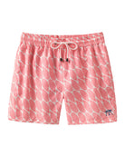 Men's swim shorts in pink Striped Shell print, recycled fabric by Pink House 