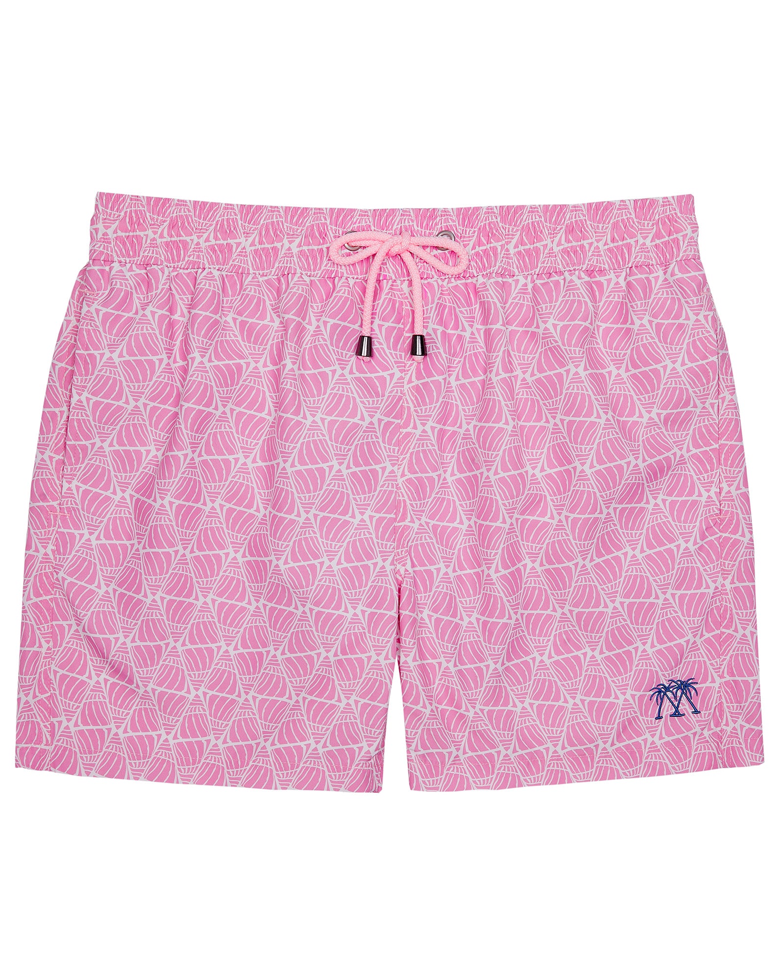 Men's swim shorts in pink Shelltop print crafted from premium recycled quick dry fabric 