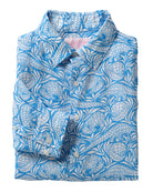 Men's linen shirt in blue Pangolin print by Pink House