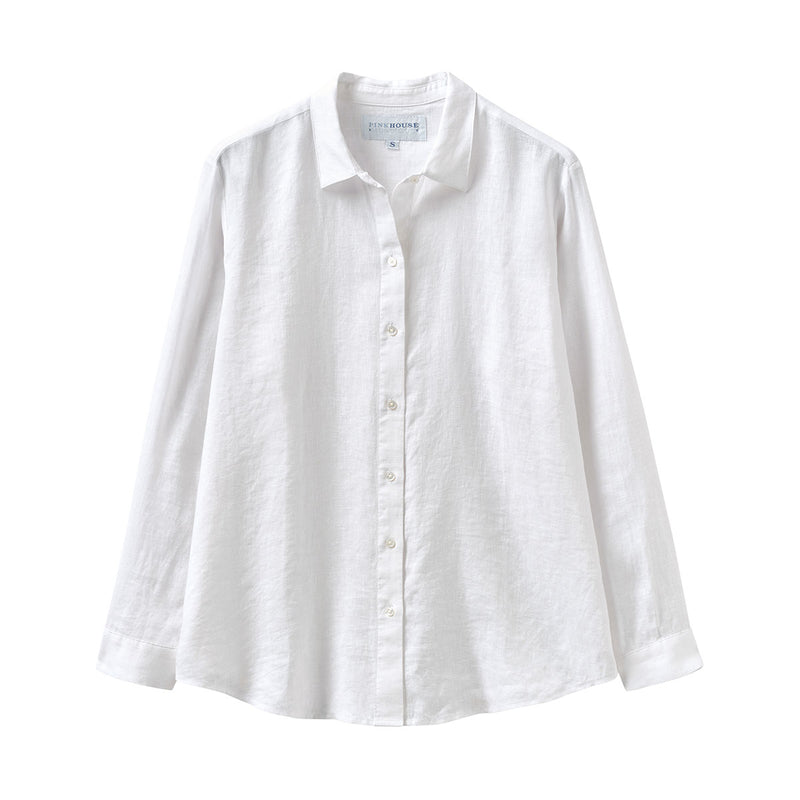 Silk Kim Blouse: FAN PALM REPEAT - BLUE & WHITE