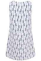 Womens Linen Slip Dress: GECKO - NAVY back detail, Pink House Mustique designer Lotty B