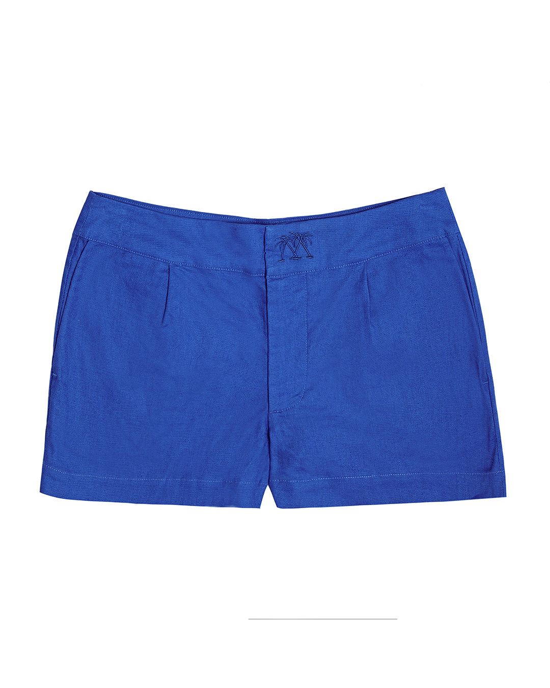 Womens Linen Shorts : DAZZLING BLUE designer Lotty B for Pink House Mustique exclusive resortwear