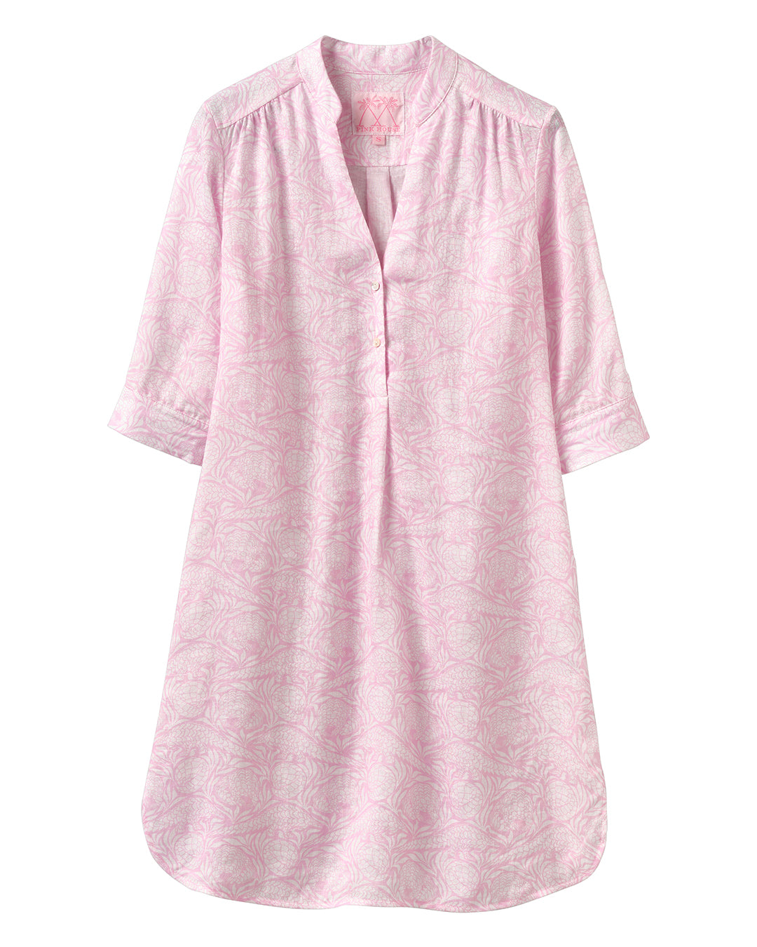 Women's linen Decima dress in pink Pangolin design from Pink House