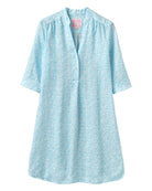 Women's linen Decima dress in blue Sealeaf design from Pink House