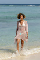 Lotty B Short Kaftan in Chiffon (Seahorse, Pink) beach life Mustique