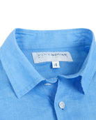 Childrens Linen Shirt: FRENCH BLUE collar detail