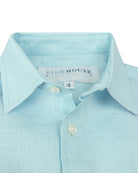 Childrens Linen Shirt: PALE BLUE designer Lotty B Mustique kids clothing