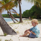 Childrens Linen Shirt: PALE BLUE designer Lotty B Mustique beach kids