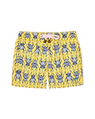 Kids swim shorts in yellow and navy Beetle print by Lotty B for Pink House