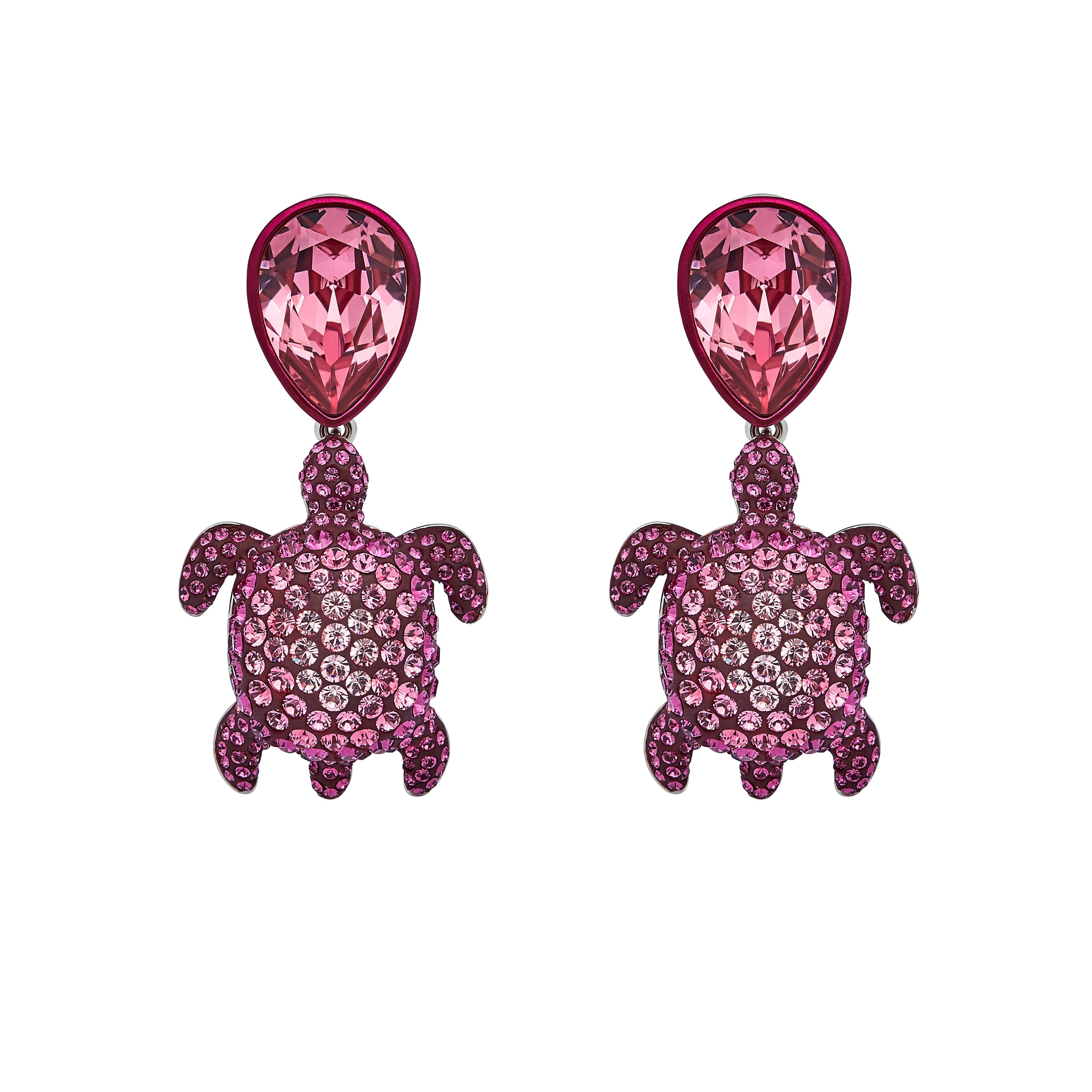 Drop Earrings : MUSTIQUE SEA LIFE TURTLE - PINK designed by Catherine Prevost in collaboration with Atelier Swarovski is in aid of the St. Vincent & the Grenadines Environment Fund.