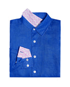 Childrens dazzling blue linen shirt by Lotty B Mustique