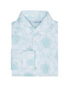 Kid's unisex pure linen shirt in pale blue Turtle print