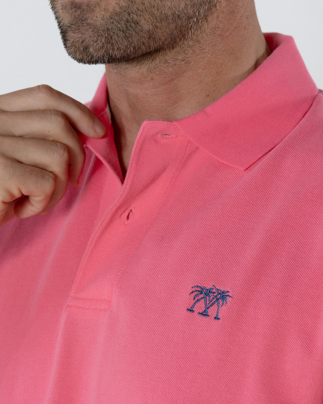 Quality mens pure cotton pink polo shirt