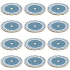 Fine Bone China decorative charger plate set (12 pieces) in Palms blue design by Lotty B