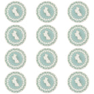 Fine Bone China decorative charger plate set (12 pieces) in Mustique Island green design by Lotty B