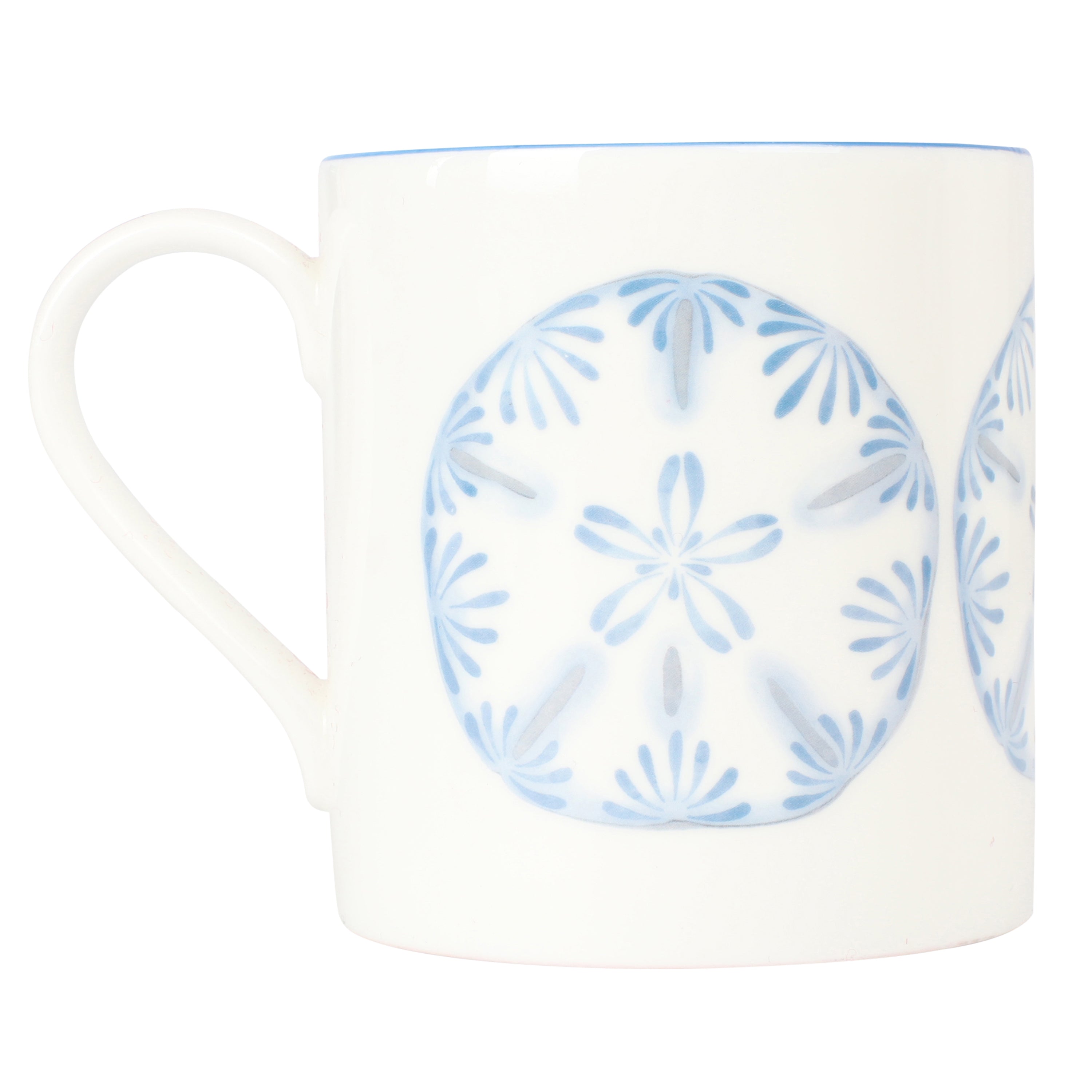 Fine Bone China Mug : SAND DOLLAR - BLUE designer Lotty B Mustique beautiful gifts & interiors inspired by the Caribbean island of Mustique