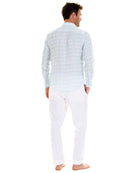 Linen shirt in Guava pale blue, designed by Lotty B Mustique beautiful linen holiday clothes