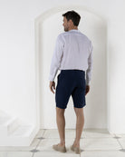 Vacation classic shorts in pure linen eclipse navy blue by Pink House