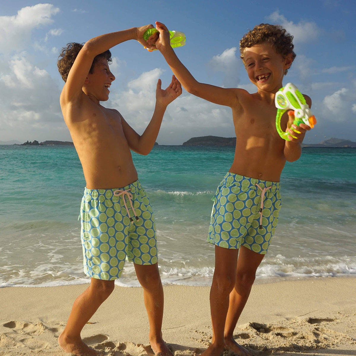 Kids Swim Shorts LIME SLICE Pink House