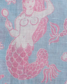 Mens Linen Shirt : MERMAID PINK / BLUE linen detail