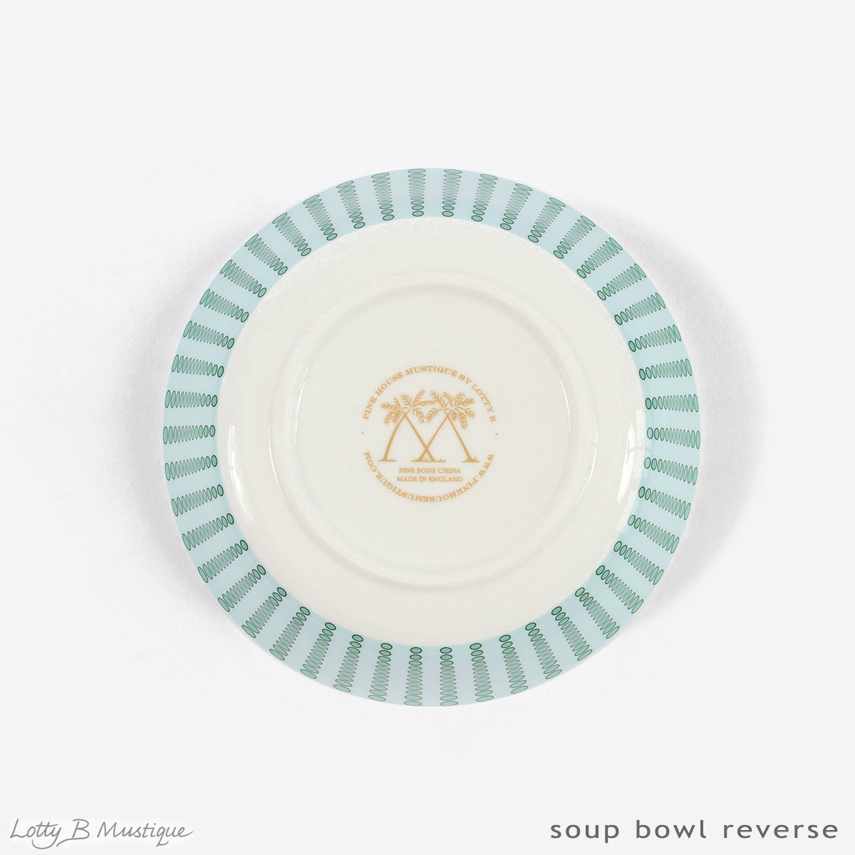 Fine Bone China Dinner Service : MUSTIQUE ISLAND - Bottom of bowl