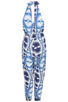 Lotty B Jumpsuit in Silk Crepe-de-Chine: FAN PALM REPEAT - BLUE back