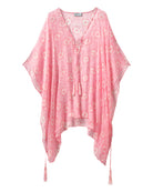 Silk Chiffon Cosima Kaftan in coral pink Sand Dollar print by designer Lotty B for Pink House